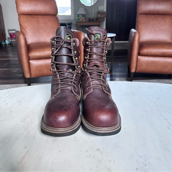 Dan Post John Deere Steel Toed Lace Up Brown Leather Work Boots Men's Size 11.5M - Picture 2 of 6